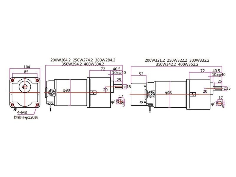 Bản vẽ motor giảm tốc 12V 250W gắn hộp số 6GU và cấu hình thêm hộp trung gian