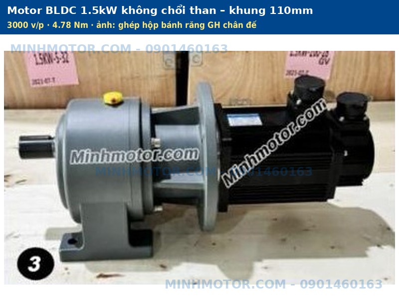 Motor BLDC 1.5kW không chổi than ghép hộp bánh răng GH chân đế