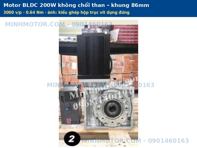 Motor BLDC 200W kh&ocirc;ng chổi than khung 86mm gh&eacute;p hộp số