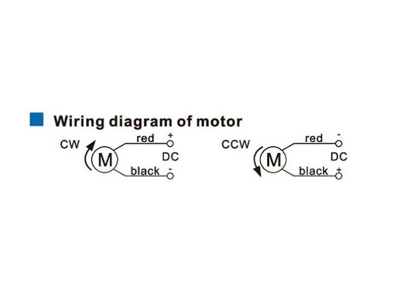 Sơ đồ đấu dây đảo chiều motor 24V 15W, dây đỏ đen