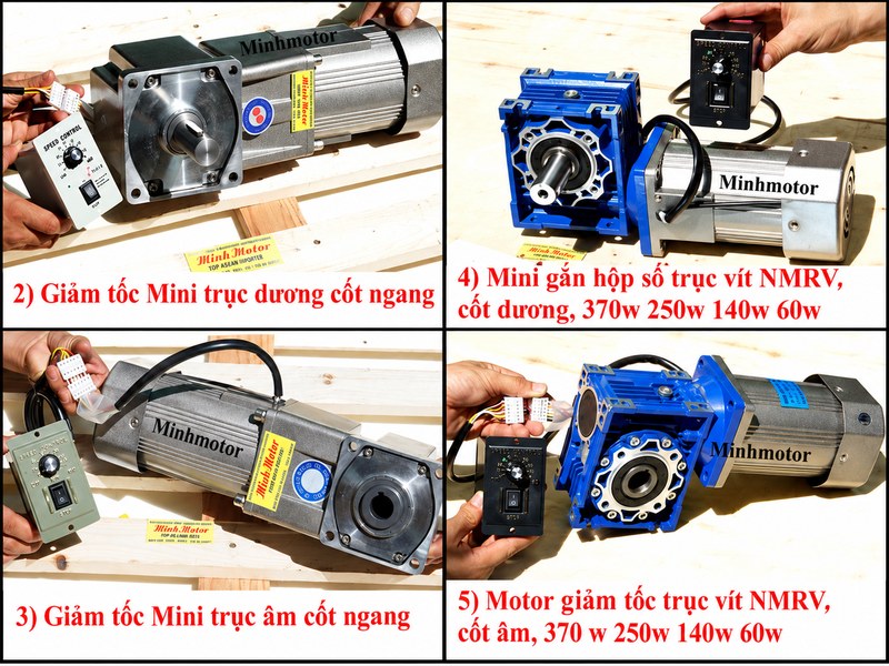 Motor giảm tốc mini vuông góc RH và trục vít NMRV cốt âm, cốt dương Motor giảm tốc mini vuông góc RH và trục vít NMRV cốt âm, cốt dương