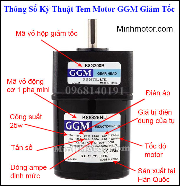 Thông số kỹ thuật tem Motor GGM giảm tốc
