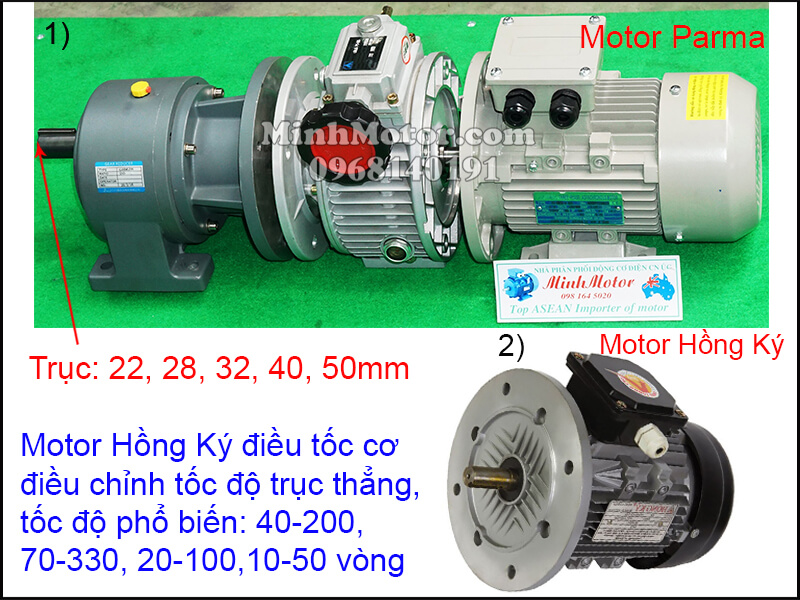 Động cơ Hồng Ký mặt bích chỉnh tốc độ trục thẳng