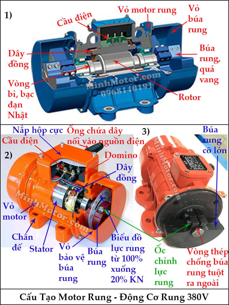 Cấu tạo motor rung 3 pha 380V