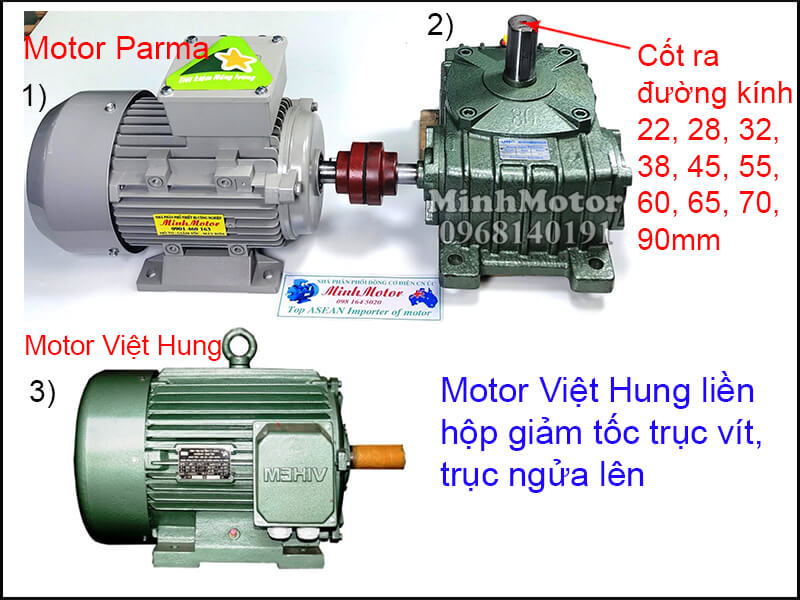 Motor Việt Hung chân đế lắp đặt bằng khớp nối