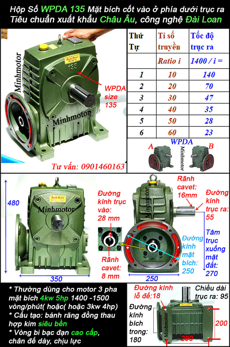 hộp giảm tốc wpda 135