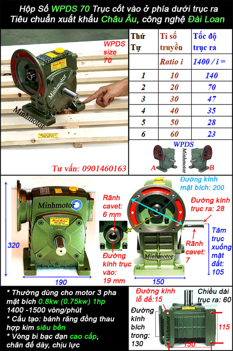 hộp giảm tốc wpds size 70