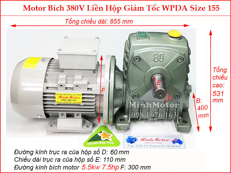 Hộp số WPDA size 155 liền motor