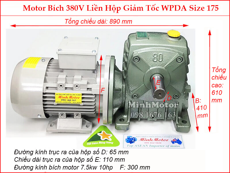 Hộp số WPDA size 175 liền motor