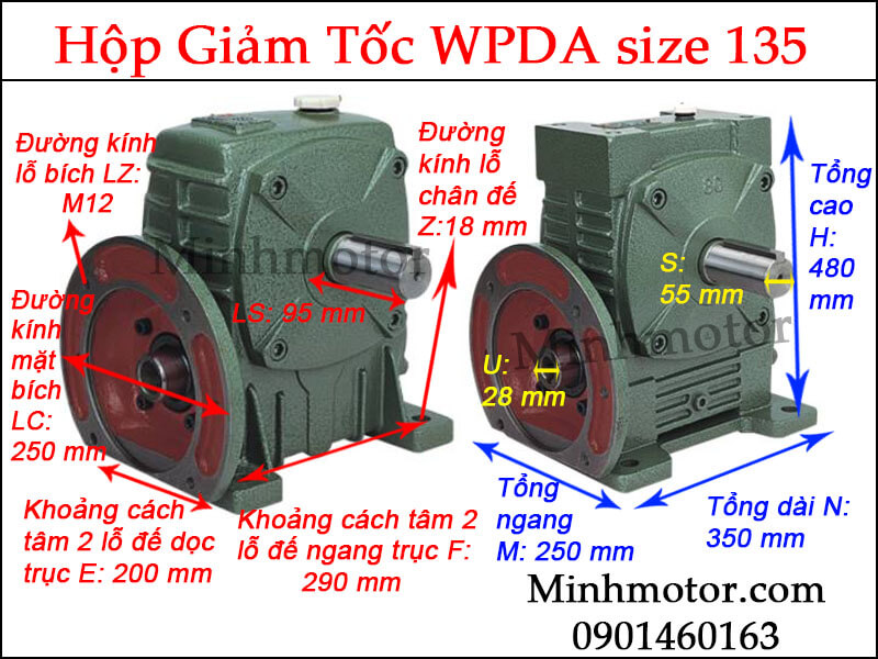 Hộp giảm tốc WPDA size 135
