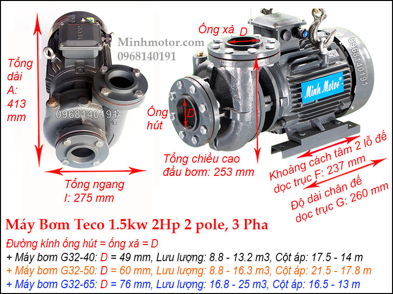 Máy Bơm Nước Teco 2HP - Bơm Teco 2 HP - Bơm Teco 1.5Kw Công Nghệ Ý