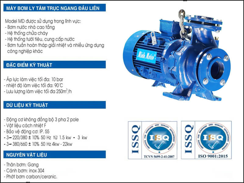 Máy bơm ly tâm trục ngang đầu liền 20hp 15Kw 20 ngựa