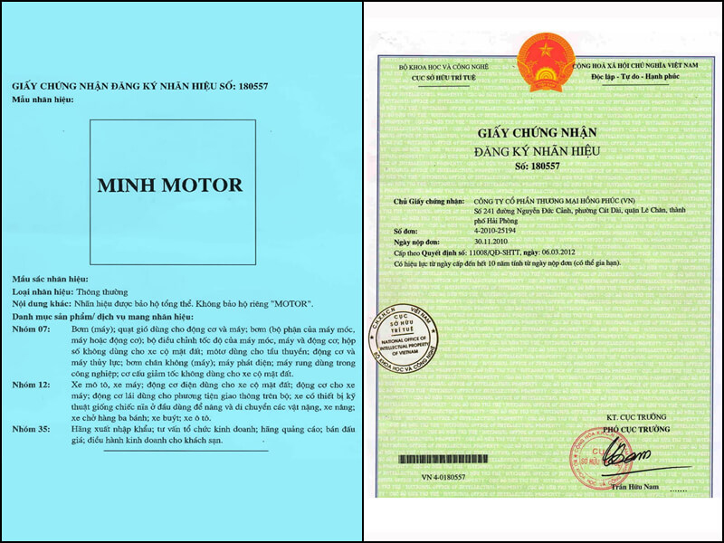 Chứng nhận sở hữu trí tuệ máy bơm nước 5.5kw 7.5hp