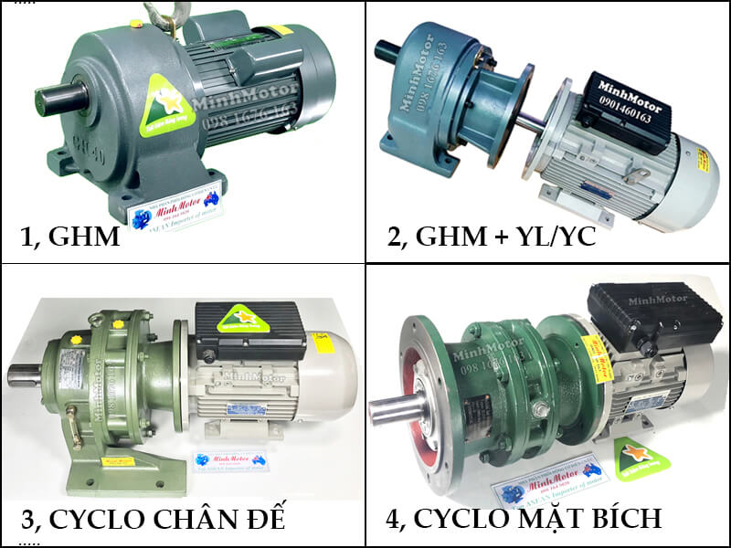 Chế tạo động cơ giảm tốc 1 pha 220v trục thẳng 1.5Kw 2Hp 2 ngựa