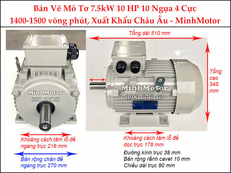 động cơ điện Parma Minhmotor 7.5kw 10hp 4 cực
