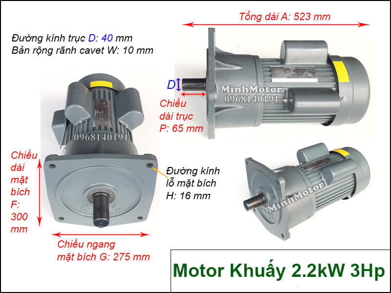 Motor khuấy 1 pha 220v 2.2kw 3hp