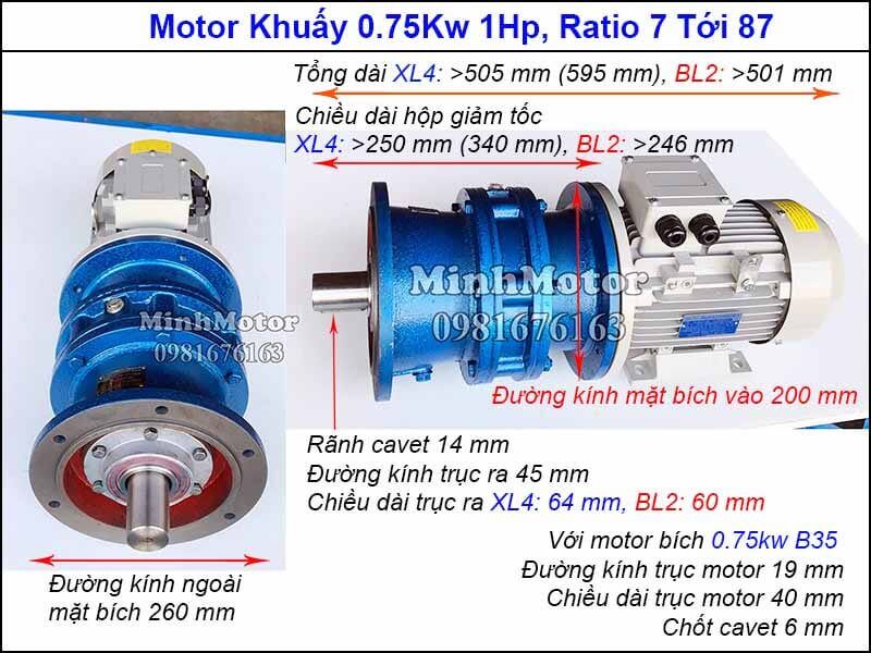 Motor khuấy 0.75kw 1HP mặt bích 3 pha 380v