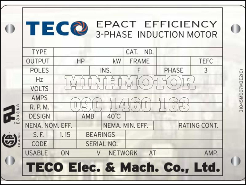 Cách đọc Tem Motor Teco chính hãng