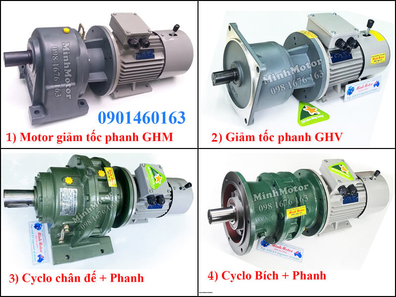 Mô tơ thắng từ 11kw 15HP 15 ngựa lắp vào đầu giảm tốc trục thẳng