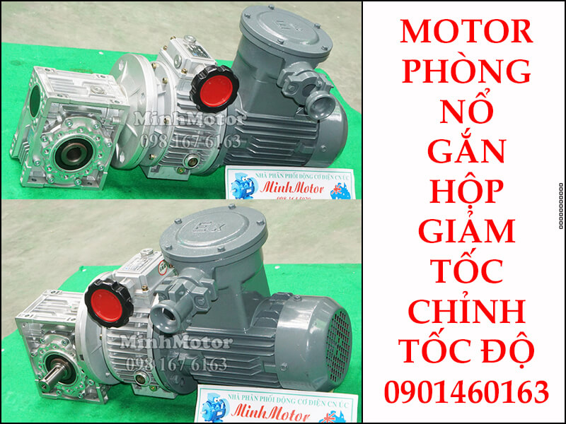 Motor phòng nổ 90kw 120HP gắn với hộp điều chỉnh tốc độ