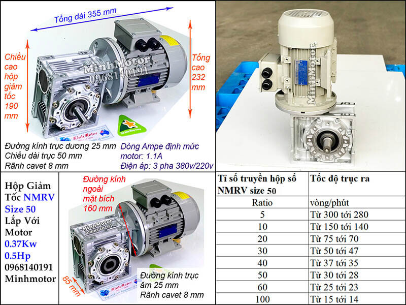Bản vẽ động cơ giảm tốc NMRV size 50