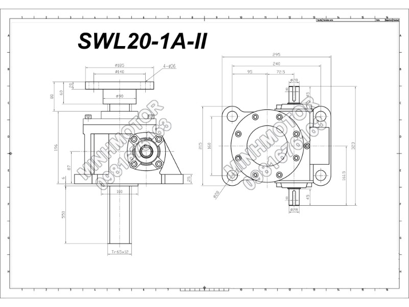 Hộp giảm tốc vít me SWL20 kiểu 1A đầu trục II Hộp giảm tốc vít me SWL20 kiểu 1A đầu trục II