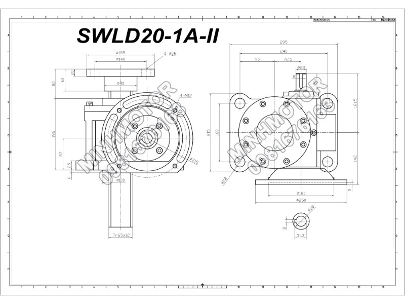 Hộp giảm tốc vít me SWLD20 1A-II gắn motor 3kw Hộp giảm tốc vít me SWLD20 1A-II gắn motor 3kw