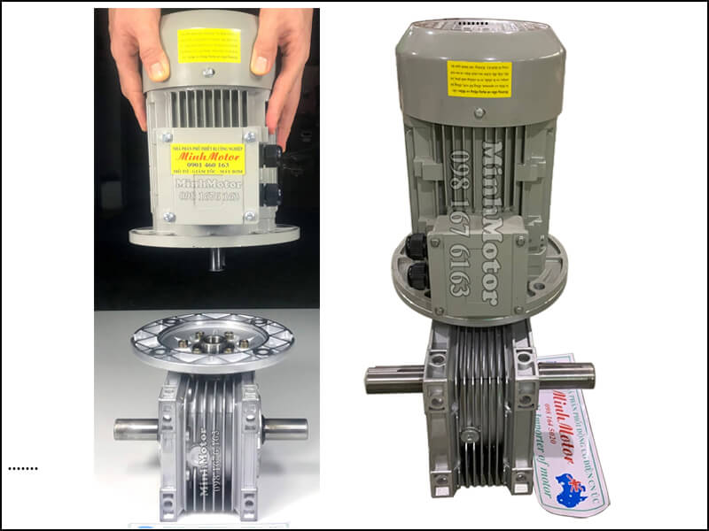 Gearbox Gear reducer NMRV tạo motor giảm tốc 2 trục ra – trục đôi double shaft