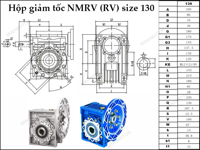 Hộp số giảm tốc NMRV size 130