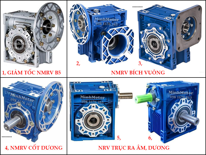 Hộp Số Giảm Tốc NMRV size 130 NMRV B5, NMRV Bích vuông, NMRV cốt dương, NRV Trục ra âm dương