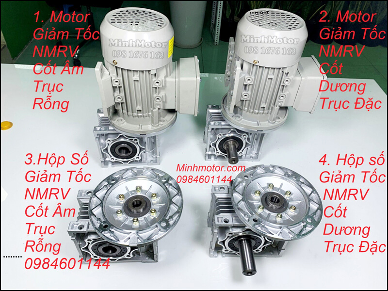 Hộp Số NMRV size 130 gắn động cơ 5.5kw 7.5HP B5 theo phương dựng đứng