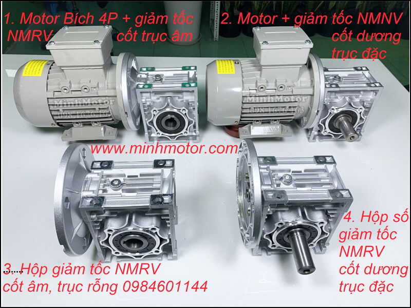Hộp Số RV B5 mặt bích + Motor mặt bích B5 theo phương ngang