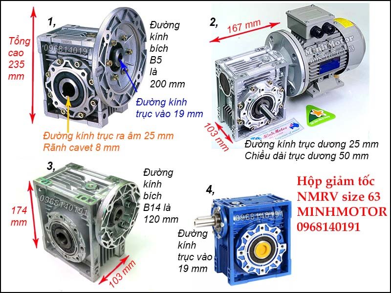 bản vẽ hộp giảm tốc NMRV RV size 63 dùng cho mô tơ 0.8kw 0.75kw 1hp 1 ngựa 4P