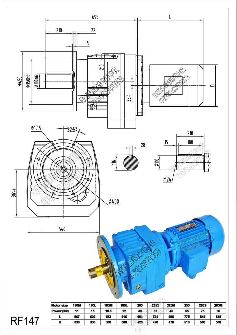 Hộp giảm tốc RF147