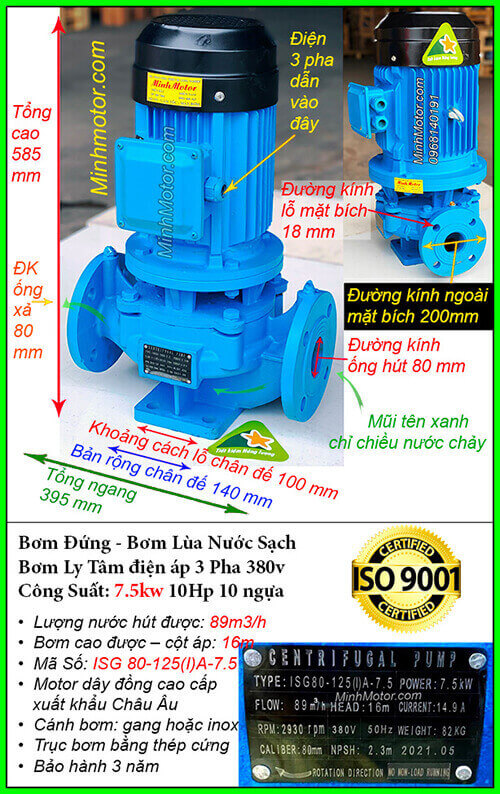 Máy bơm 10hp ISG, ly tâm kiểu đứng