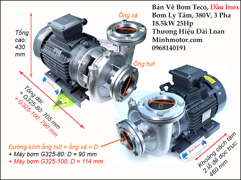 Máy bơm nước 18.5 kw Đài Loan Inox chống mòn cao