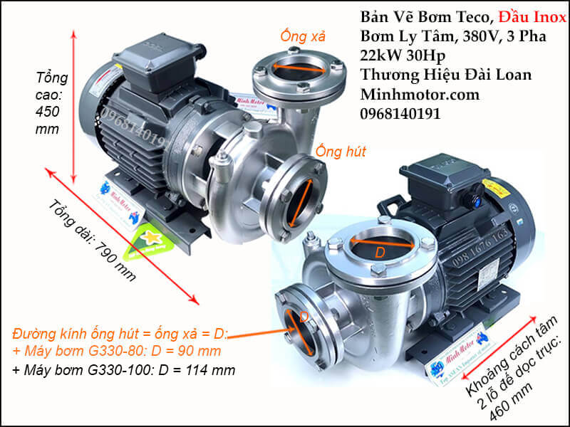 Máy bơm nước 22kw Đài Loan Inox chống mòn cao