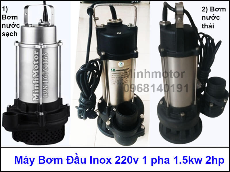 Máy bơm đầu inox 220v 1 pha 2.2kw 3hp