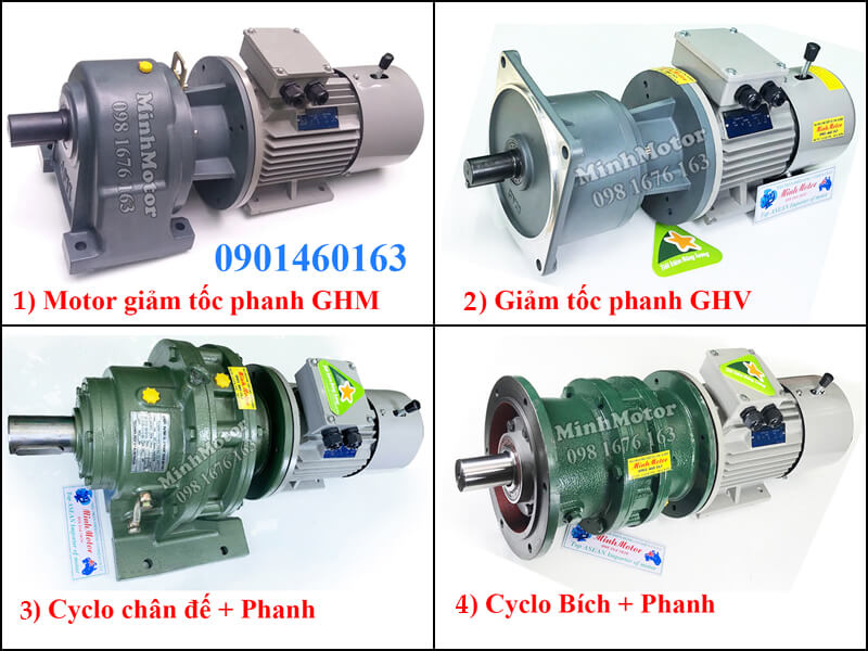 Motor giảm tốc phanh trục thẳng 2.2kw 3HP