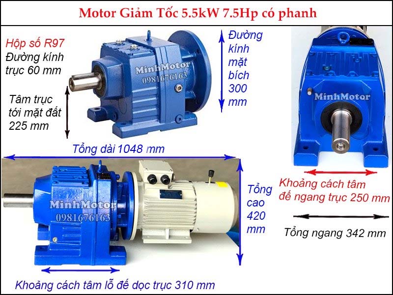 Motor giảm tốc có phanh, tải nặng, mô men lớn