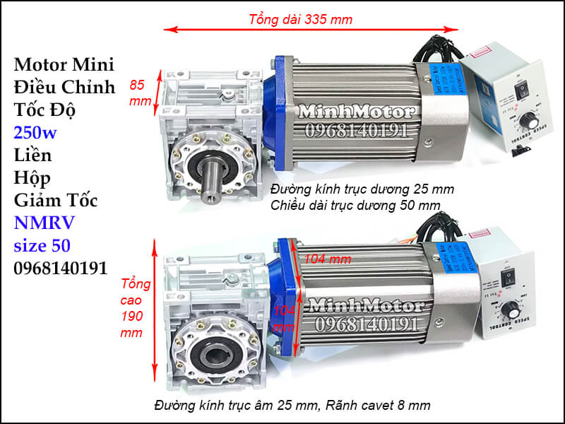 Motor Giảm Tốc mini IRV 250w gắn hộp số NMRV size 50