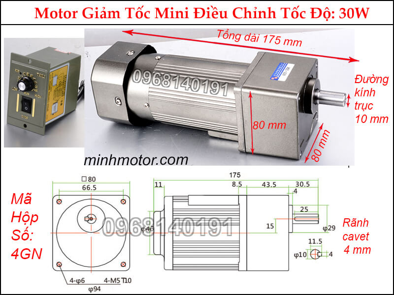 motor giảm tốc mini 220v 30w