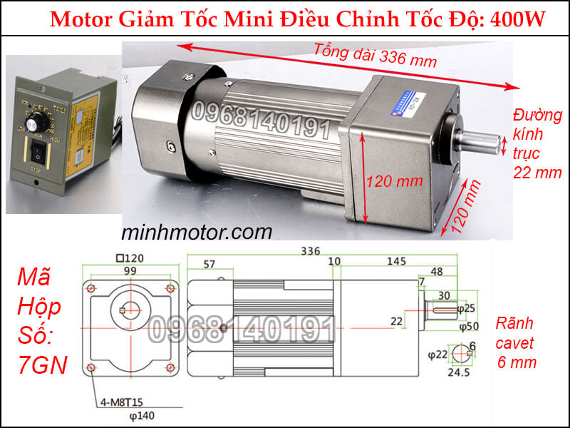 Motor giảm tốc mini 400w 1 pha 220v