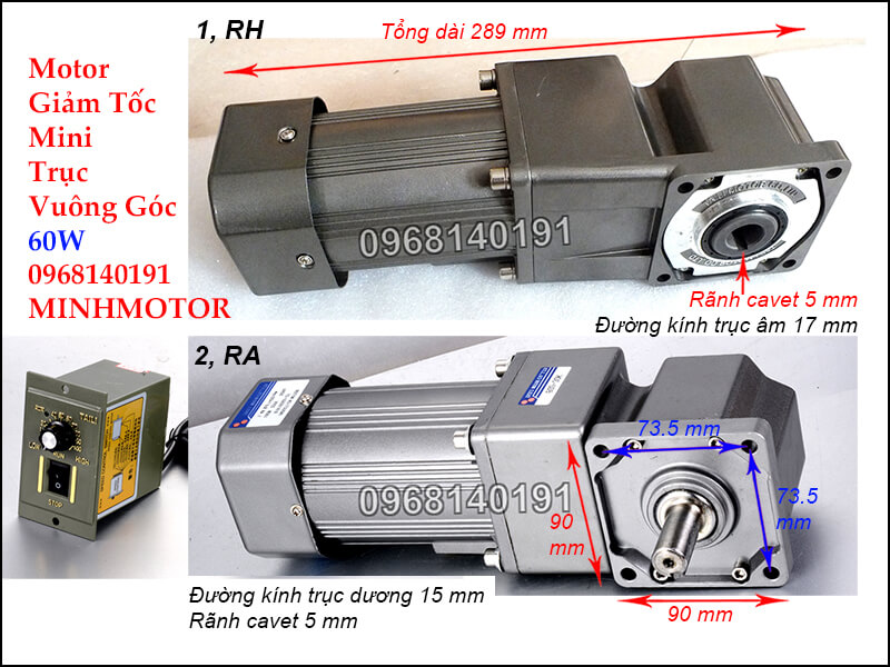 Motor giảm tốc mini RH RA 60w 220v