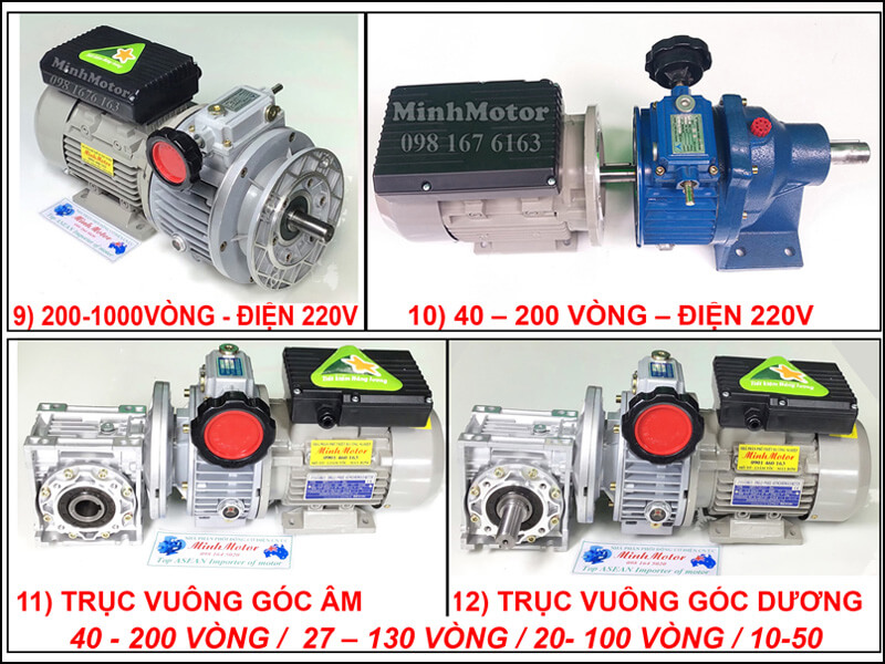 Mô Tơ giảm tốc 1.5kw 1 pha liền hộp điều chỉnh tốc độ