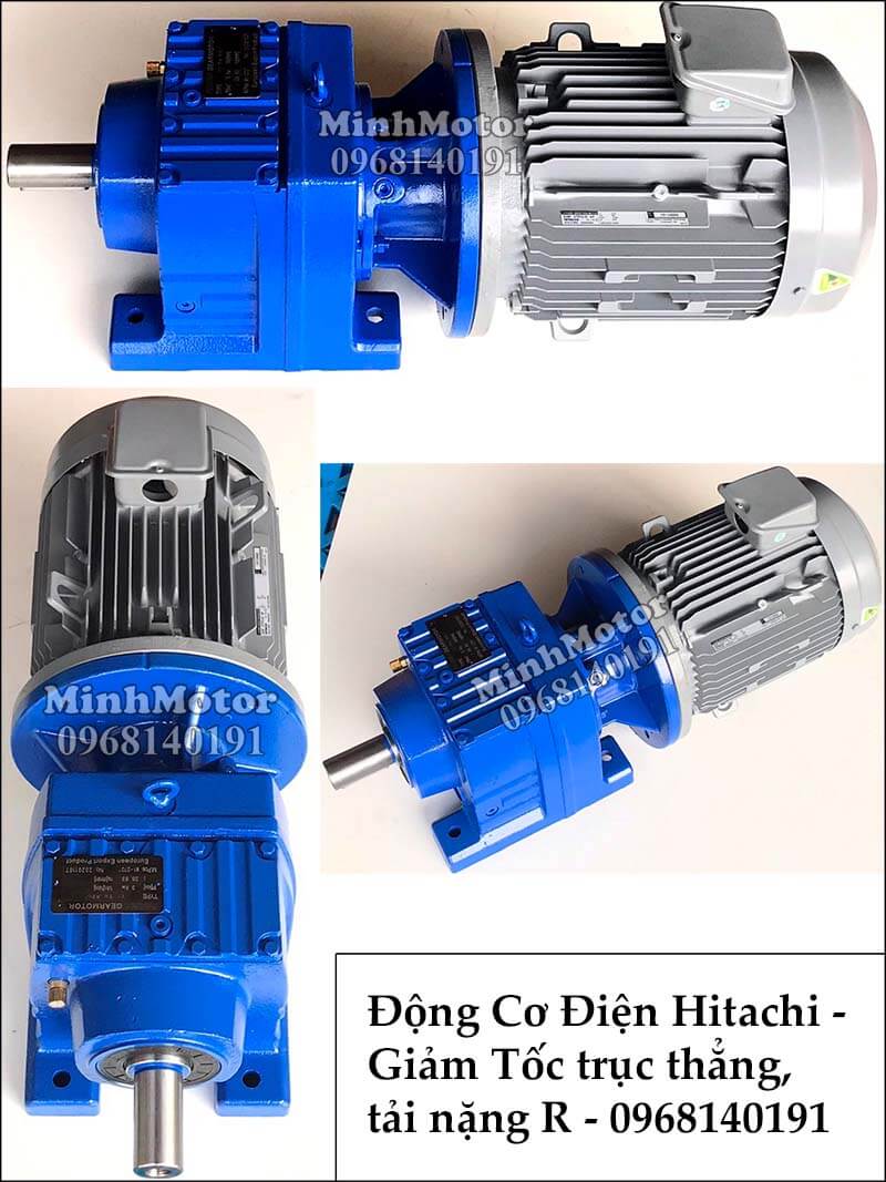 Động cơ điện Hitachi giảm tốc 3Kw 4Hp R67, trục thẳng