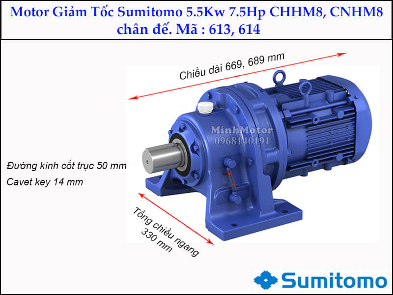 giảm tốc Sumitomo CHHM8, CNHM8 chân đế, mã 613, 614, 5.5kw 7.5hp