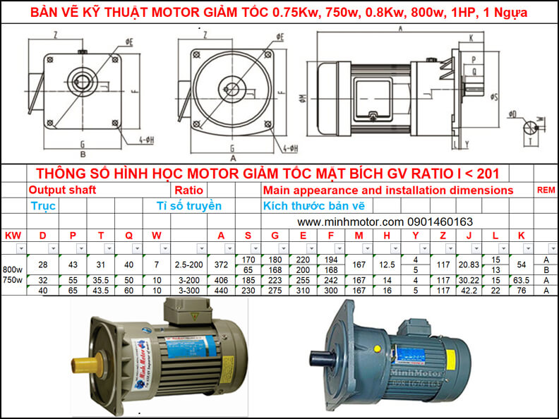 Bản vẽ giảm tốc mặt bích 0.75kw 0.8kw 1HP mặt bích GV ratio 60 trục 32mm