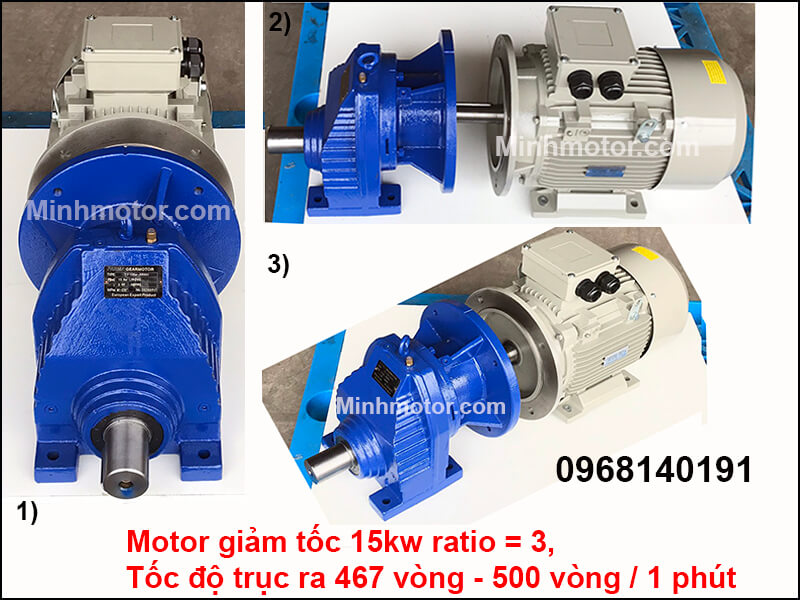 Bản vẽ kỹ thuật Động Cơ Giảm Tốc 20HP 15KW ratio 3