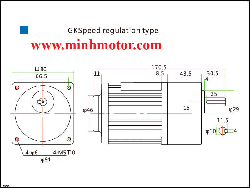 Bản vẽ động cơ giảm tốc 30w trục thẳng